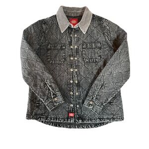 Women's Size Small Dickies Barn Coat Quilted Washed Black Lined Western